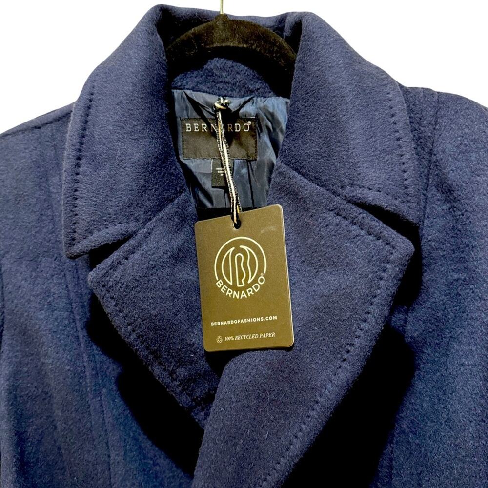 Bernardo Belted Wool Blend Longline Coat - Deep Navy Size XL - Picture 7 of 10